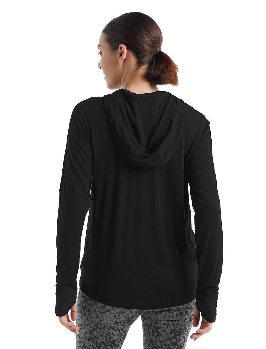 Black Women's Icebreaker Cool-Lite™ Merino Hoodie Long Sleeve | USA 1637JPQJ